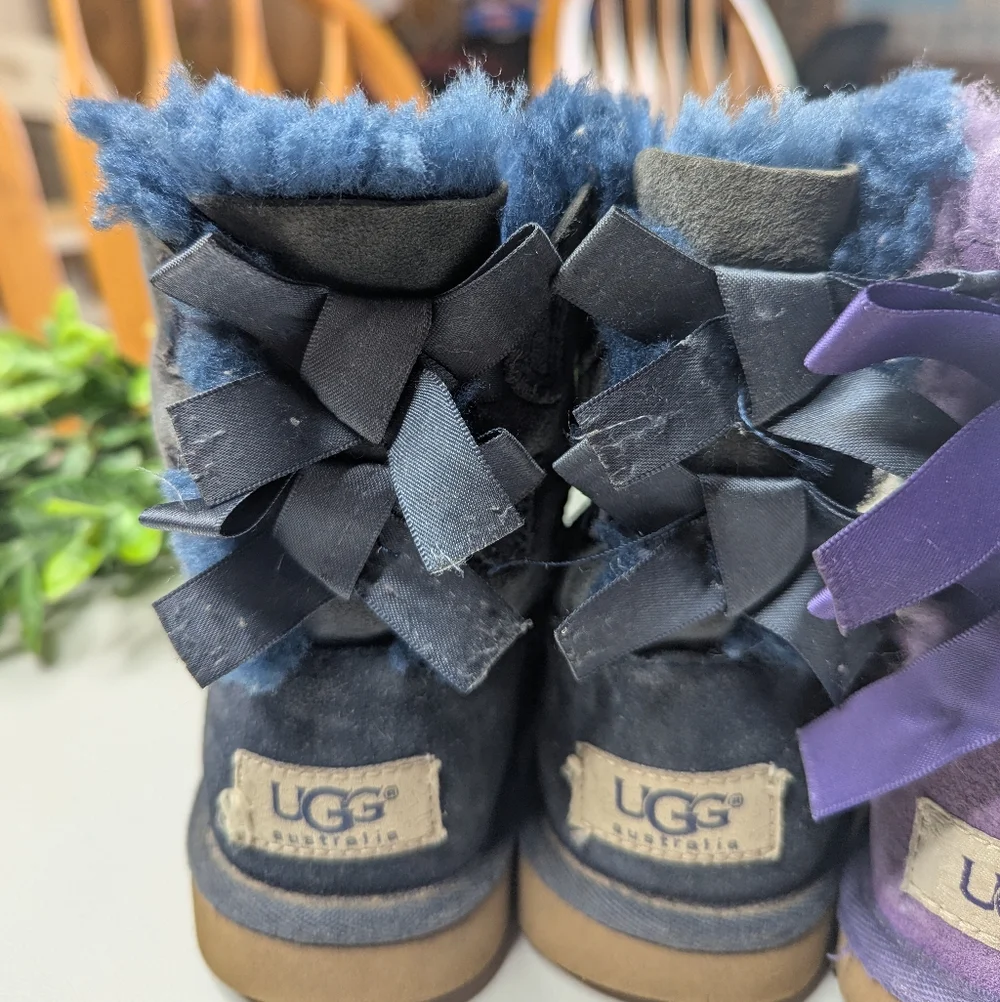 Bailey Bow Uggs (Bundle Of 2) Little Girls Toddler Size 9 Purple Blue